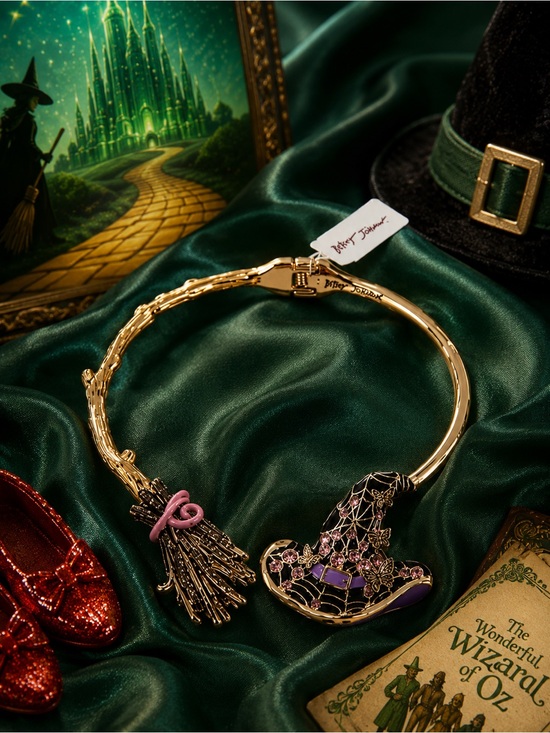 Betsey Johnson Jewelry - Betsey Johnson Gold-Tone Witch Hat & Broom Collar Necklace with Purple NWT